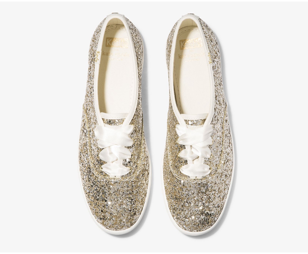 Tenis Keds Mujer Dorados - Kate Spade New York Champion Glitter - 8031-QNAOW